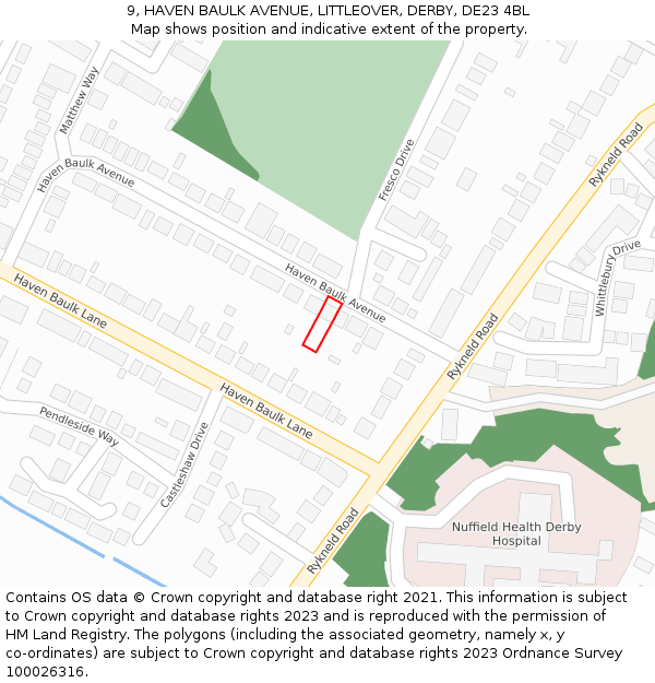 9, HAVEN BAULK AVENUE, LITTLEOVER, DERBY, DE23 4BL: Location map and indicative extent of plot