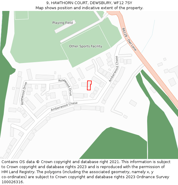 9, HAWTHORN COURT, DEWSBURY, WF12 7SY: Location map and indicative extent of plot