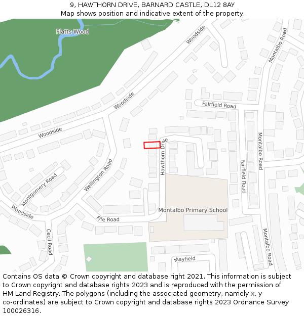 9, HAWTHORN DRIVE, BARNARD CASTLE, DL12 8AY: Location map and indicative extent of plot