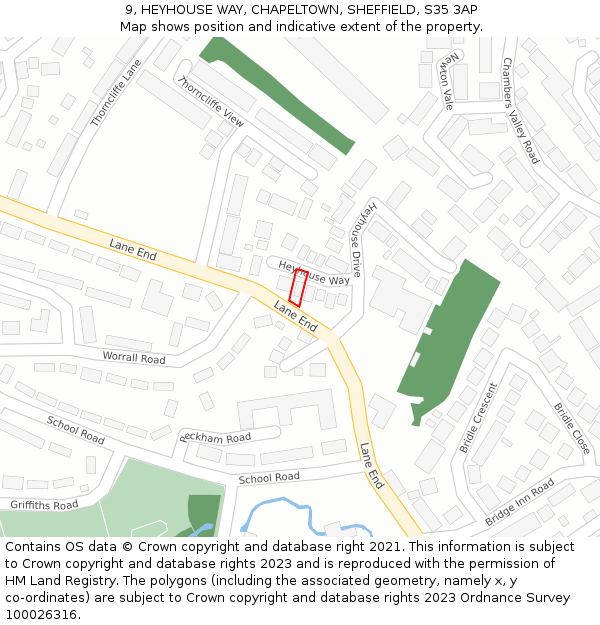 9, HEYHOUSE WAY, CHAPELTOWN, SHEFFIELD, S35 3AP: Location map and indicative extent of plot