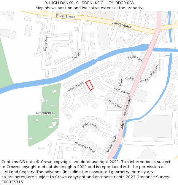 9, HIGH BANKS, SILSDEN, KEIGHLEY, BD20 0FA: Location map and indicative extent of plot