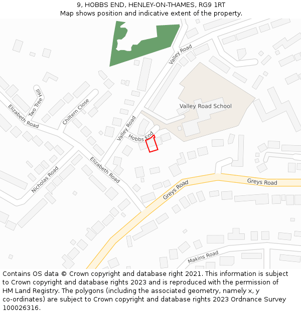 9, HOBBS END, HENLEY-ON-THAMES, RG9 1RT: Location map and indicative extent of plot