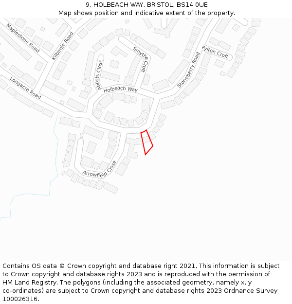 9, HOLBEACH WAY, BRISTOL, BS14 0UE: Location map and indicative extent of plot