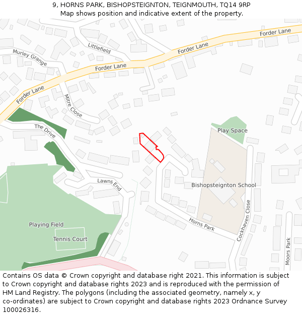 9, HORNS PARK, BISHOPSTEIGNTON, TEIGNMOUTH, TQ14 9RP: Location map and indicative extent of plot