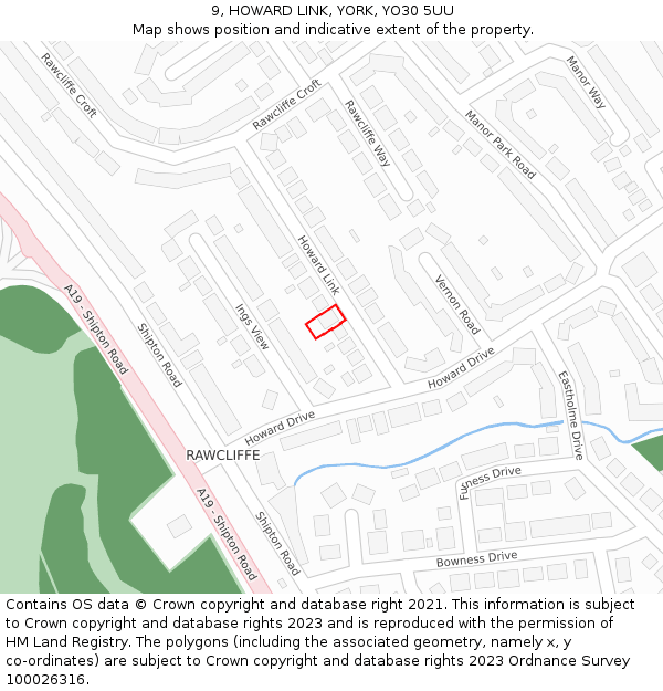 9, HOWARD LINK, YORK, YO30 5UU: Location map and indicative extent of plot