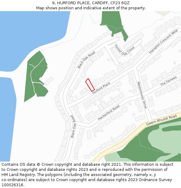 9, HURFORD PLACE, CARDIFF, CF23 6QZ: Location map and indicative extent of plot