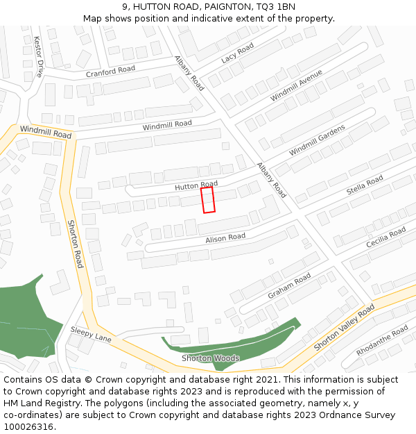 9, HUTTON ROAD, PAIGNTON, TQ3 1BN: Location map and indicative extent of plot