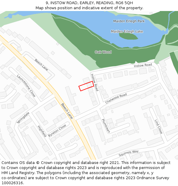 9, INSTOW ROAD, EARLEY, READING, RG6 5QH: Location map and indicative extent of plot