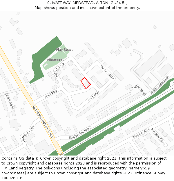 9, IVATT WAY, MEDSTEAD, ALTON, GU34 5LJ: Location map and indicative extent of plot