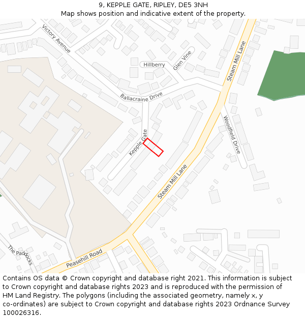 9, KEPPLE GATE, RIPLEY, DE5 3NH: Location map and indicative extent of plot