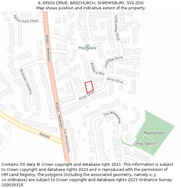 9, KINGS DRIVE, BASCHURCH, SHREWSBURY, SY4 2DG: Location map and indicative extent of plot