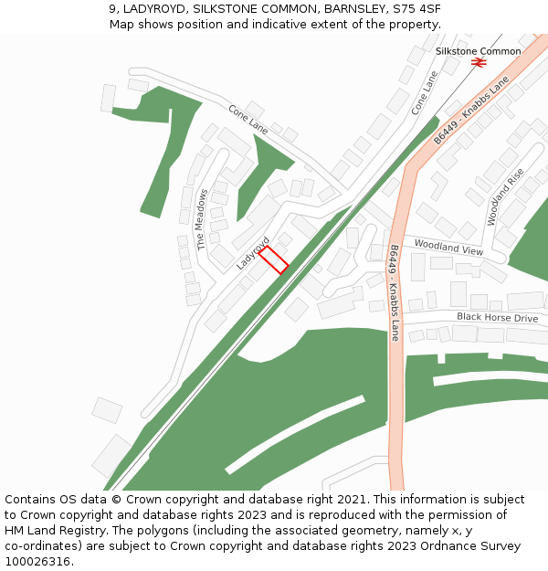 9, LADYROYD, SILKSTONE COMMON, BARNSLEY, S75 4SF: Location map and indicative extent of plot