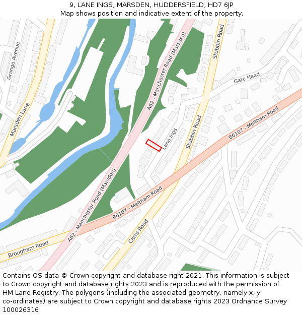 9, LANE INGS, MARSDEN, HUDDERSFIELD, HD7 6JP: Location map and indicative extent of plot