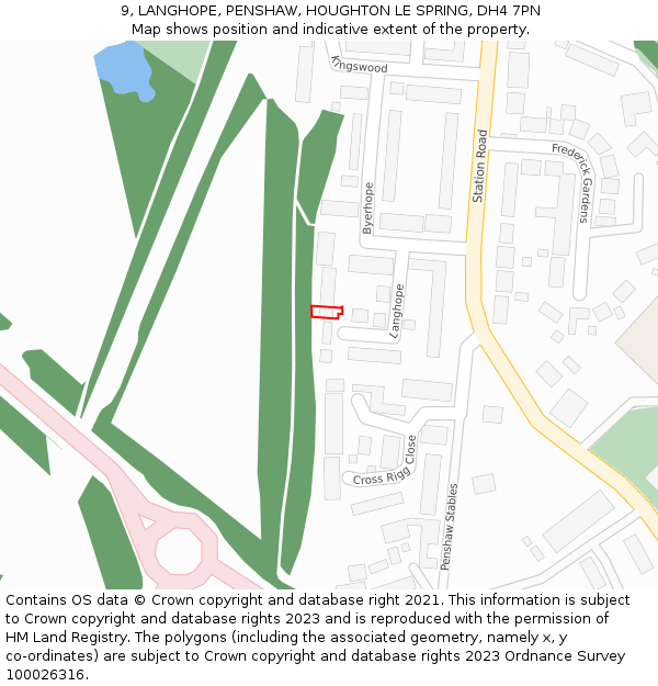9, LANGHOPE, PENSHAW, HOUGHTON LE SPRING, DH4 7PN: Location map and indicative extent of plot