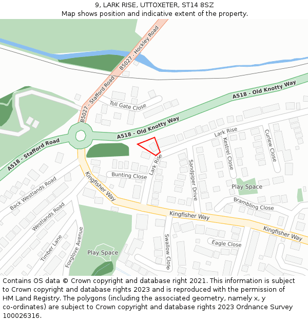 9, LARK RISE, UTTOXETER, ST14 8SZ: Location map and indicative extent of plot