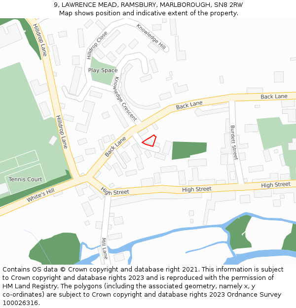 9, LAWRENCE MEAD, RAMSBURY, MARLBOROUGH, SN8 2RW: Location map and indicative extent of plot
