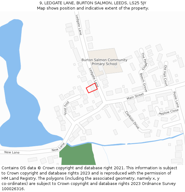9, LEDGATE LANE, BURTON SALMON, LEEDS, LS25 5JY: Location map and indicative extent of plot