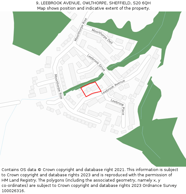9, LEEBROOK AVENUE, OWLTHORPE, SHEFFIELD, S20 6QH: Location map and indicative extent of plot