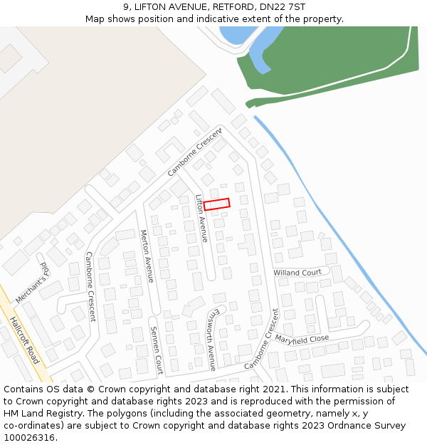 9, LIFTON AVENUE, RETFORD, DN22 7ST: Location map and indicative extent of plot