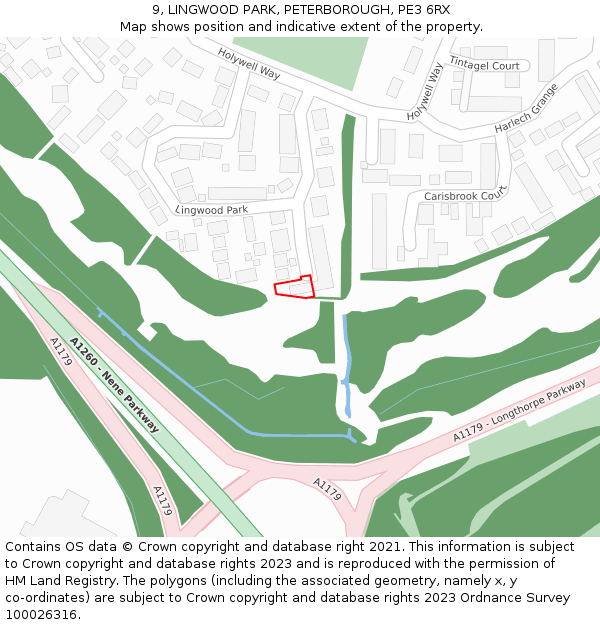 9, LINGWOOD PARK, PETERBOROUGH, PE3 6RX: Location map and indicative extent of plot