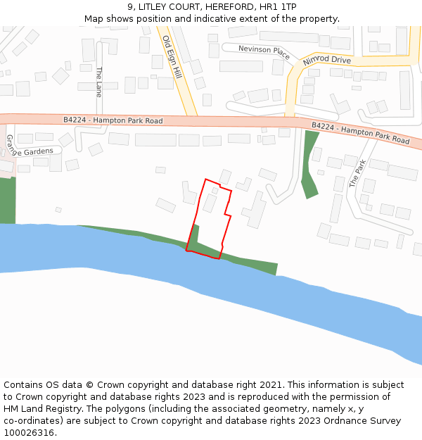 9, LITLEY COURT, HEREFORD, HR1 1TP: Location map and indicative extent of plot