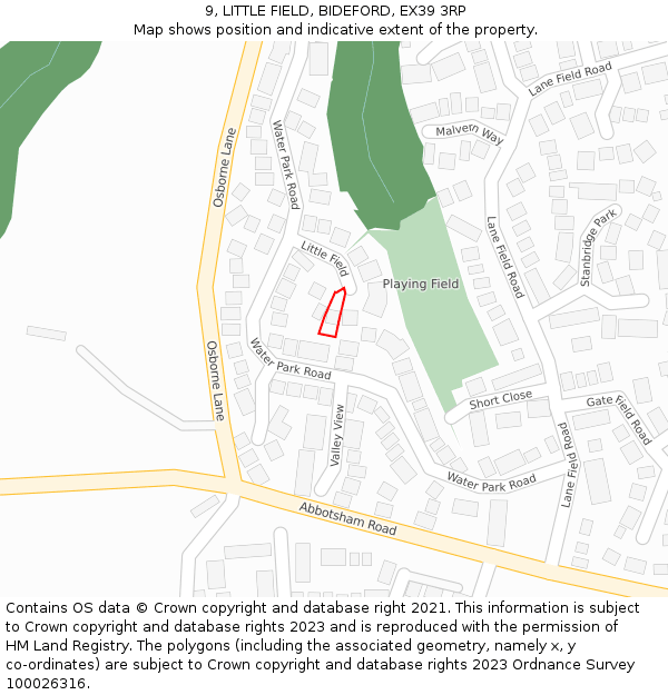 9, LITTLE FIELD, BIDEFORD, EX39 3RP: Location map and indicative extent of plot