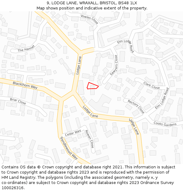 9, LODGE LANE, WRAXALL, BRISTOL, BS48 1LX: Location map and indicative extent of plot