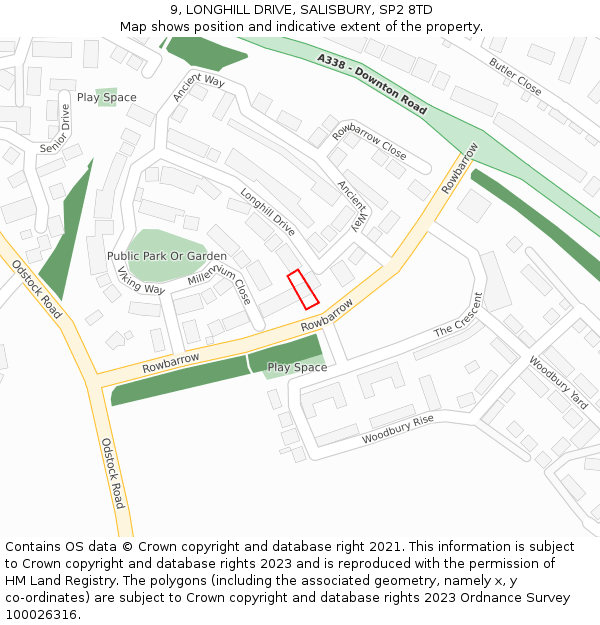 9, LONGHILL DRIVE, SALISBURY, SP2 8TD: Location map and indicative extent of plot