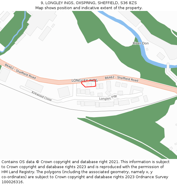 9, LONGLEY INGS, OXSPRING, SHEFFIELD, S36 8ZS: Location map and indicative extent of plot