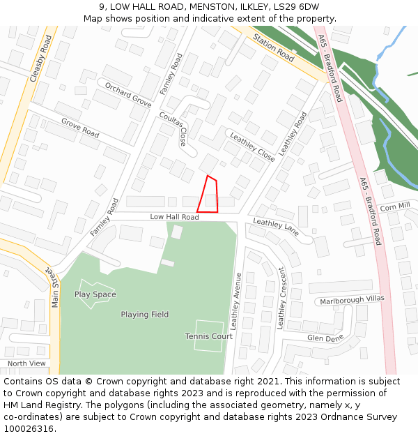 9, LOW HALL ROAD, MENSTON, ILKLEY, LS29 6DW: Location map and indicative extent of plot