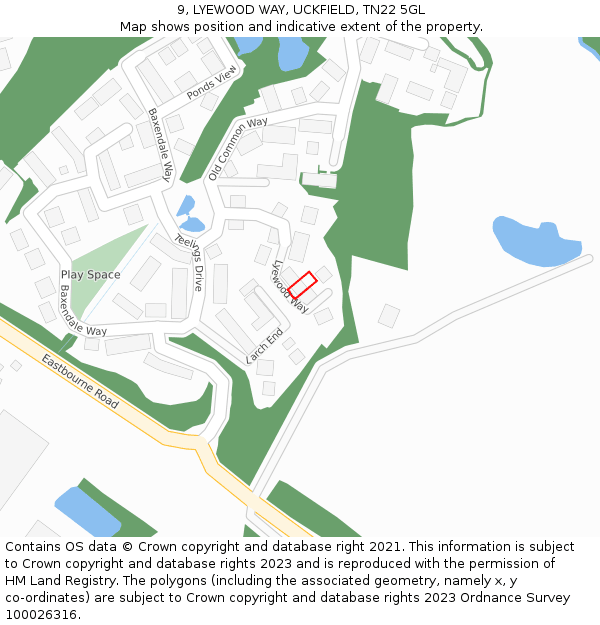 9, LYEWOOD WAY, UCKFIELD, TN22 5GL: Location map and indicative extent of plot