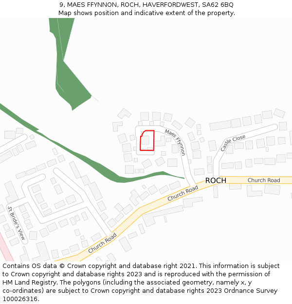 9, MAES FFYNNON, ROCH, HAVERFORDWEST, SA62 6BQ: Location map and indicative extent of plot