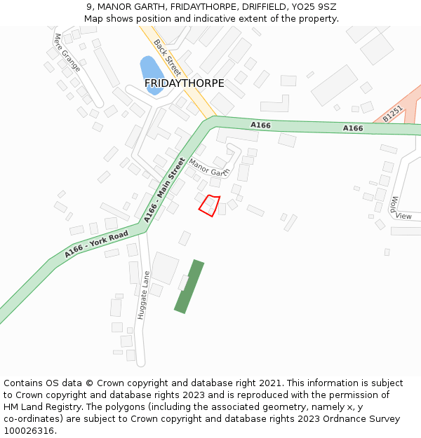 9, MANOR GARTH, FRIDAYTHORPE, DRIFFIELD, YO25 9SZ: Location map and indicative extent of plot