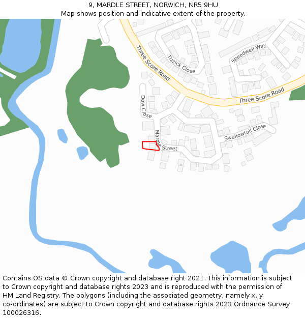 9, MARDLE STREET, NORWICH, NR5 9HU: Location map and indicative extent of plot
