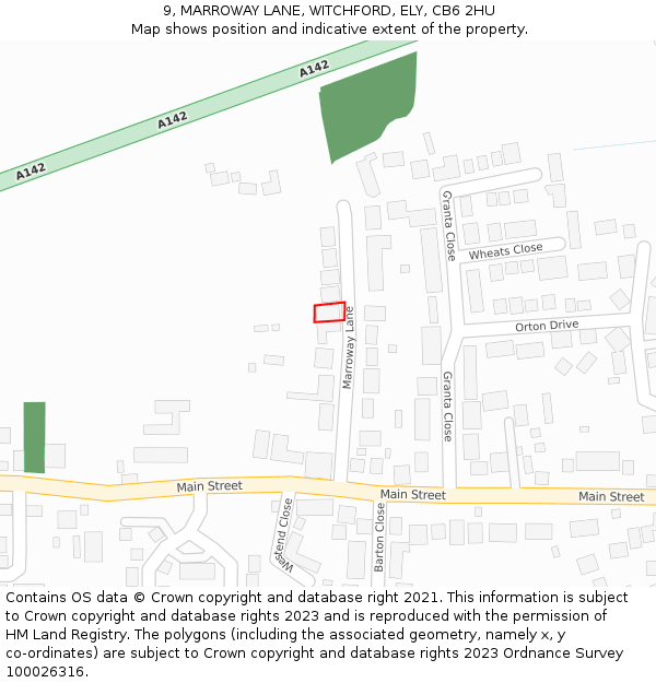 9, MARROWAY LANE, WITCHFORD, ELY, CB6 2HU: Location map and indicative extent of plot