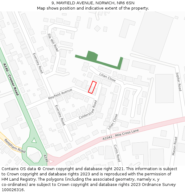 9, MAYFIELD AVENUE, NORWICH, NR6 6SN: Location map and indicative extent of plot