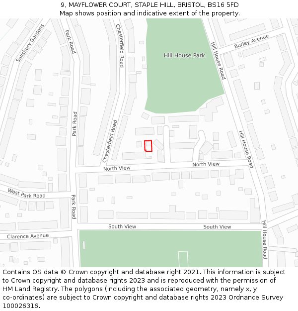 9, MAYFLOWER COURT, STAPLE HILL, BRISTOL, BS16 5FD: Location map and indicative extent of plot