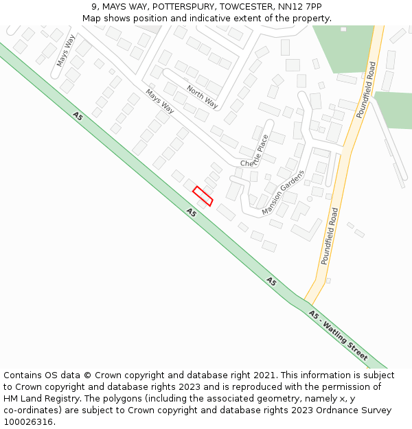 9, MAYS WAY, POTTERSPURY, TOWCESTER, NN12 7PP: Location map and indicative extent of plot