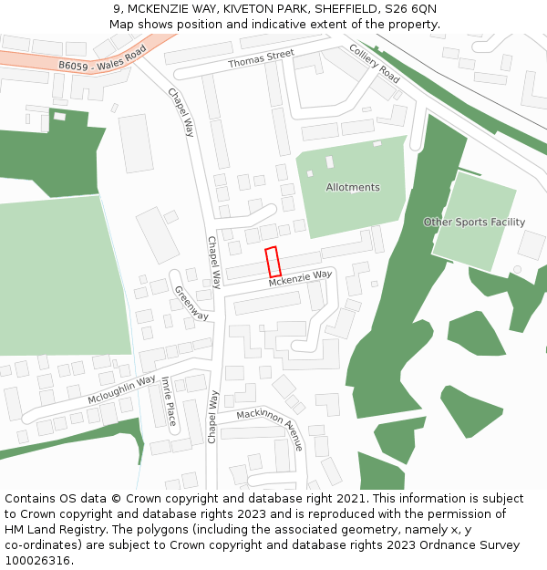 9, MCKENZIE WAY, KIVETON PARK, SHEFFIELD, S26 6QN: Location map and indicative extent of plot