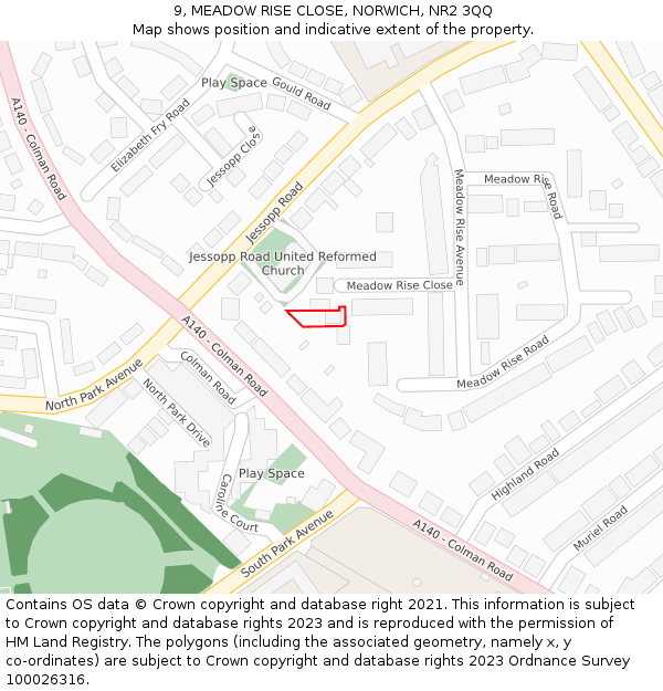 9, MEADOW RISE CLOSE, NORWICH, NR2 3QQ: Location map and indicative extent of plot