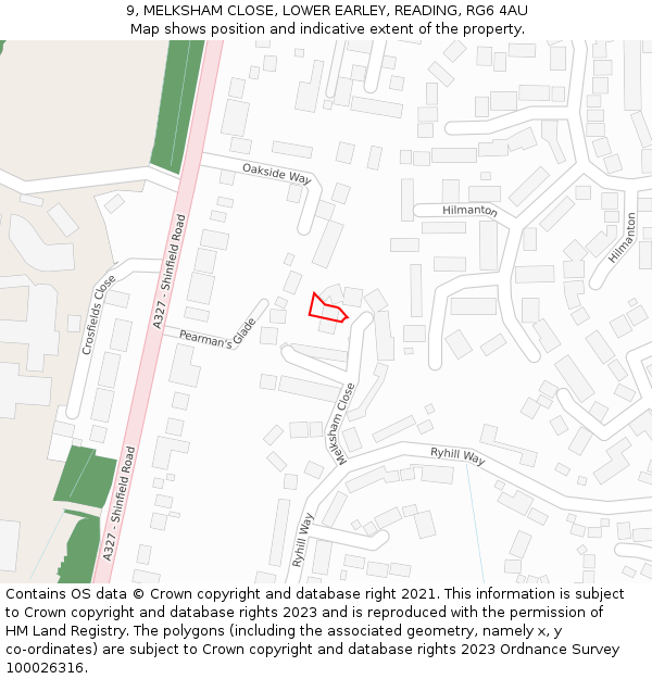 9, MELKSHAM CLOSE, LOWER EARLEY, READING, RG6 4AU: Location map and indicative extent of plot