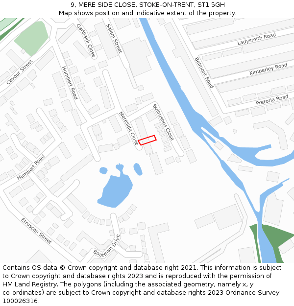 9, MERE SIDE CLOSE, STOKE-ON-TRENT, ST1 5GH: Location map and indicative extent of plot
