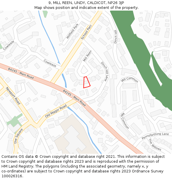 9, MILL REEN, UNDY, CALDICOT, NP26 3JP: Location map and indicative extent of plot