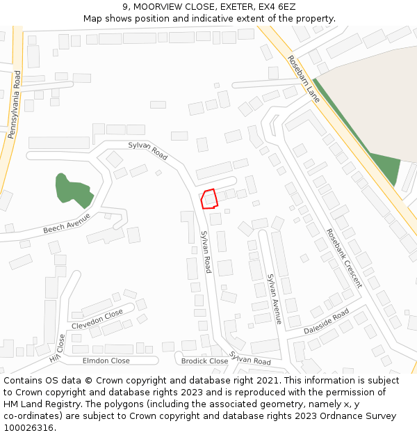 9, MOORVIEW CLOSE, EXETER, EX4 6EZ: Location map and indicative extent of plot