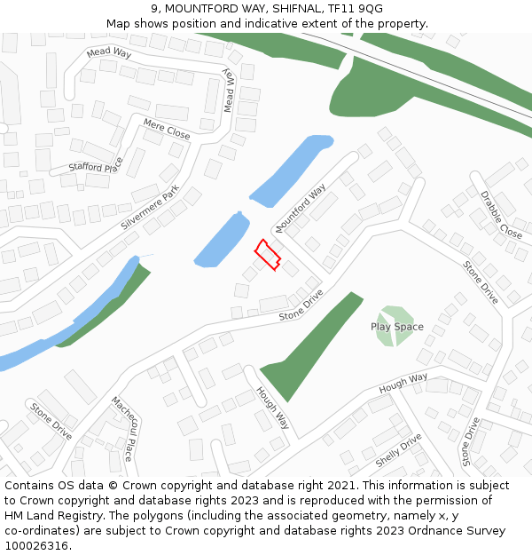 9, MOUNTFORD WAY, SHIFNAL, TF11 9QG: Location map and indicative extent of plot