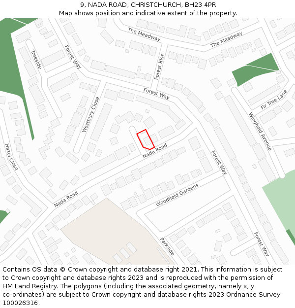 9, NADA ROAD, CHRISTCHURCH, BH23 4PR: Location map and indicative extent of plot