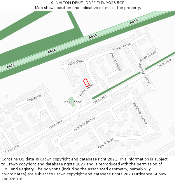 9, NALTON DRIVE, DRIFFIELD, YO25 5GE: Location map and indicative extent of plot