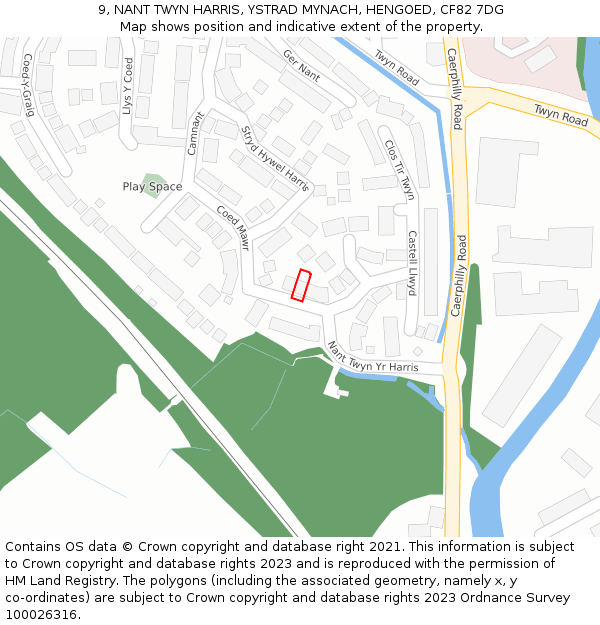 9, NANT TWYN HARRIS, YSTRAD MYNACH, HENGOED, CF82 7DG: Location map and indicative extent of plot