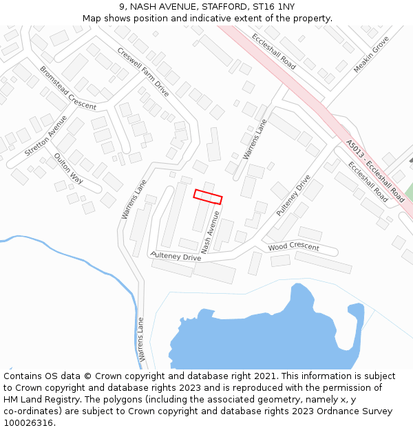 9, NASH AVENUE, STAFFORD, ST16 1NY: Location map and indicative extent of plot