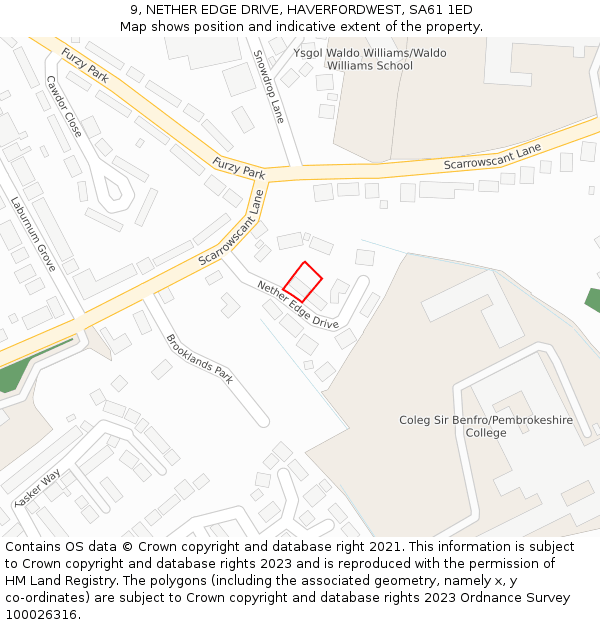 9, NETHER EDGE DRIVE, HAVERFORDWEST, SA61 1ED: Location map and indicative extent of plot